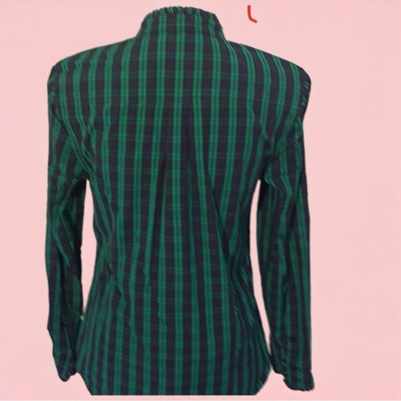 Vineyard Vines Green and Blue Top with Ruffled Collar - Picture 2 of 10